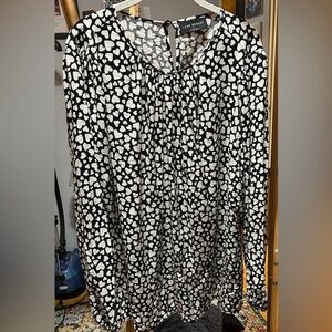 Valentine Lane Bryant Monochrome Heart Pattern Top